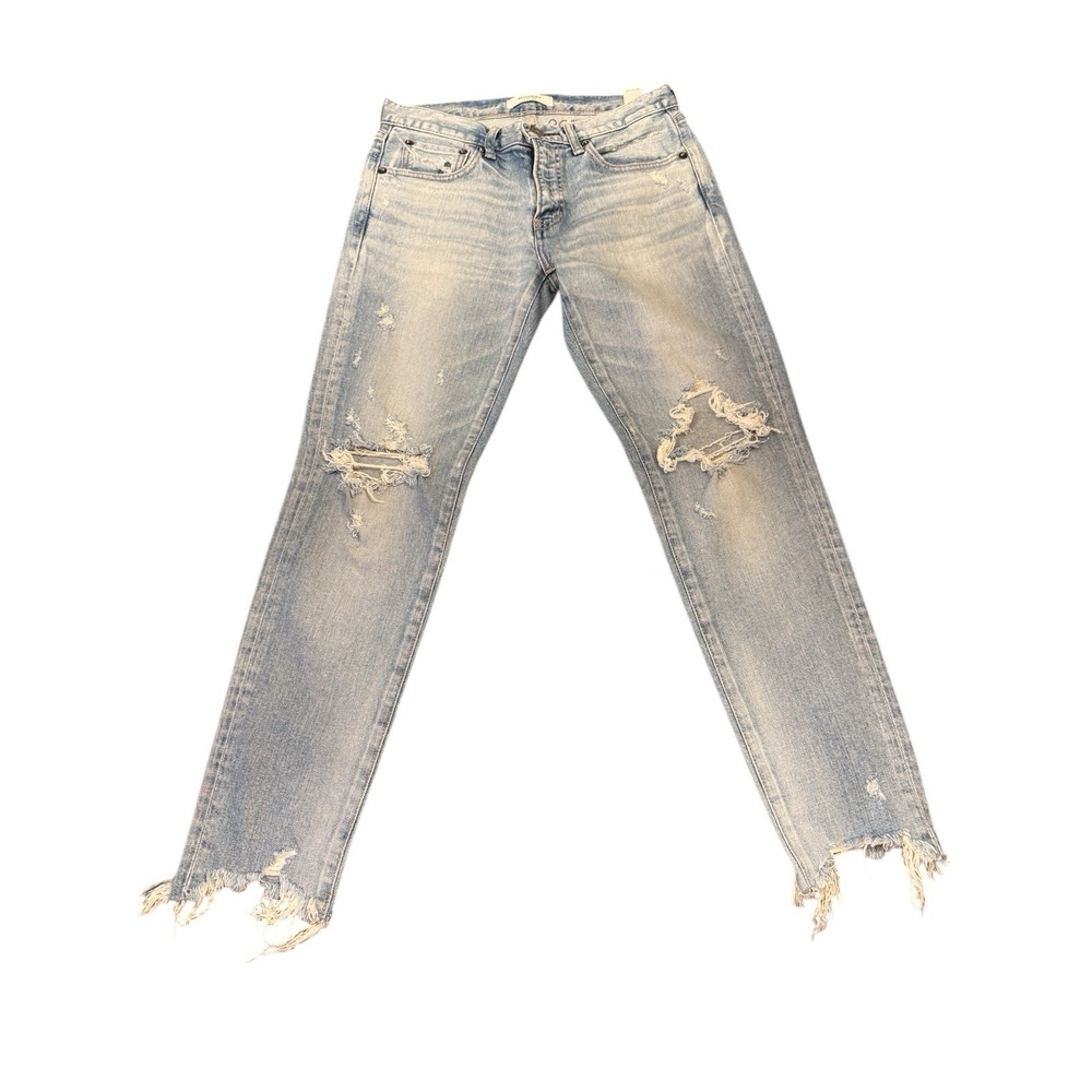 Moussy Howa Boyfriend Selvedge Denim Distressed Ankle Crop‎ Jeans-Size 26